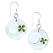 Chuvora Real Irish Four Leaf Clover, Symbol of Good Luck, Clear Half Moon Dangle Earrings
