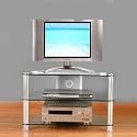 Clear Tempered Glass/Aluminum TV Stand - holds up to 32" Plasma/LCD (Glass and Metal) (20"H x 32"W x 18"D)