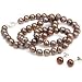 Parure perles culture chocolat collier de Clous d'oreille chocolat 6-7mm