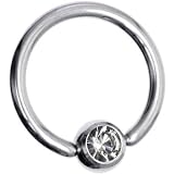 14 Gauge Swarovski BLACK DIAMOND Gem BCR Captive Ring