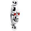 Silver 925 Top Down Crystal Red Eyed Skull Eyebrow Ring
