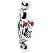 Silver 925 Top Down Crystal Red Eyed Skull Eyebrow Ring