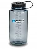 Nalgene Wide Mouth 32 Oz Lexan Water Bottle, grey with black top