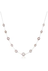 Gold-Plated Sterling Silver Two-Tone Cubic Zirconia Station Necklace