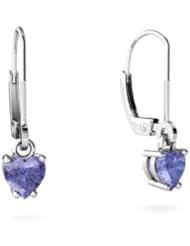Genuine Tanzanite 14kt White Gold Lever Back Earrings