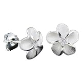 PECZ8MOT--8mm Plumeria Stud Earrings--Hawaiian Silver Jewelry