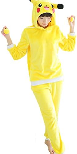 Unisex Cartoon Sleepwear Pajamas Top Bottom Set Japanese Animal Sleepsuit