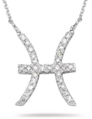 0.28 Cts Diamond Zodiac Pendant in 14K White Gold