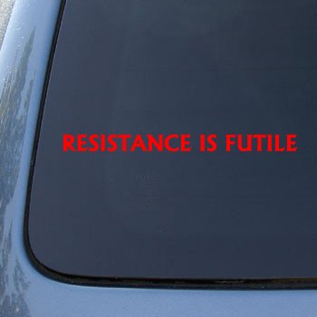  RESISTANCE IS FUTILE Borg Star Trek Decal Sticker #1636 | Vinyl Color: Red
