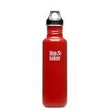 Klean Kanteen Stainless Steel 27 Ounce Water Bottle with Loop Cap, Indicator Red
