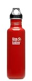 Klean Kanteen Stainless Steel 27 Ounce Water Bottle with Loop Cap, Indicator Red