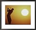 Sunset Golf Swing Framed Art Poster Print, 22x18