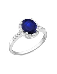 14k White Gold Sapphire and Diamond Ring (0.42 Cttw, G-H Color, I1-I2 Clarity)