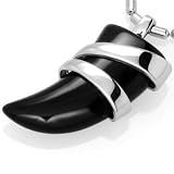 Black Tooth Imitation Onyx Pendant Wrapped in Stainless Steel