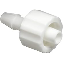 Value Plastics White Nylon Tube Fitting, Male Luer with Integral Lock Ring to 200 Series Barbed Coupler, Tube ID