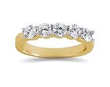1.00 Prong Set 5 Stone Diamond Wedding Band in 14K Yellow Gold