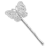 CleverSilver's Silver Plated Fashion Bobby Pin With Crystal Butterfly
