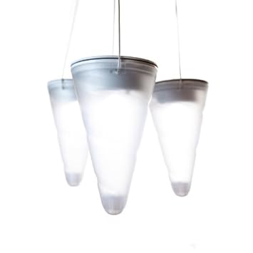 3er Set Hängende Kegelförmige Solar-Gartenleuchten Eis Weiß LED