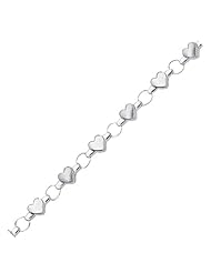10" 14K White Gold 5.85mm (1/4") Polished Alternate Open Round Ring Link & Close Heart Fancy Bracelet w/ Pear Shape Clasp