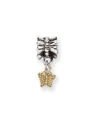 Two-Tone Butterfly Charm in Silver for 3mm Charm Bracelets