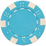 50 Clay Composite Dice Striped 11.5 gram Poker Chips, Light Blue