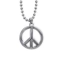 Stainless Steel Peace Sign Pendant Pendant with 24" Stainless Steel bead Chain