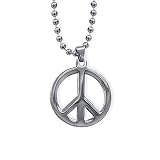 Stainless Steel Peace Sign Pendant with Chain