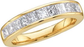 14k Yellow Gold Natural Princess Channel-set Diamond Womens Ladies Bridal Wedding Anniversary Band - .50 (1/2) Ct.t.w.