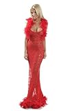 DI-L06224SQ, Custom Made Debutante Gown of Dainty Floral Sequin Mesh with Feather Boa Trim 2X - USA Dress Size 16-18