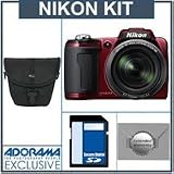 Nikon Coolpix L110 Digital Camera KIt, - Red - With 4GB SD Memory Card, Camera Case, 2 Year Extended Service Coverage
