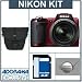 Nikon Coolpix L110 Digital Camera KIt, - Red - With 4GB SD Memory Card, Camera Case, 2 Year Extended Service Coverage