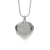 Eve's Addiction Pretty Etched Stering Silver Heart Locket