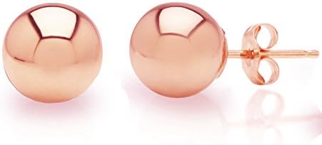 Rose Gold Over Silver 10mm Ball Bead Stud Earrings