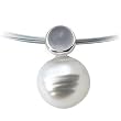 14K White Gold Paspaley South Sea Cultured Pearl and Chalcedony Pendant - 11.00mm