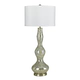 Candice Olson Jean Table Lamp, Hand Blown Blue Luster Glass with White Shade 16x37 by Candice Olson