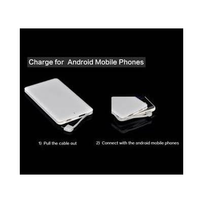 Maxxlite 6000mAh Ultra Slim Leatherite Look Credit Card sized Power Bank with built-in cable for iPhone and Samsung...