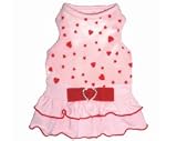 Starlet Pink Velour Scattered Hearts Dog Dress (Large)