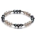 PearlsOnly YinYang Black and White 6-7mm A Freshwater Pearl Bracelet