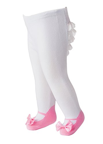 Mille Feuille Baby Girls Ruffle Tights Mary Jane Bow Light Pink