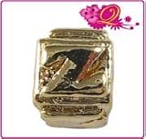 Quiges Beads Charms Gold Plated Alphabet Letter Z Charm Bead for Pandora/Cham...