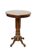 IMAGE OF Pedestal Pub Table with Sunburst Veneer Top in Walnut Finish