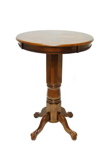 Pedestal Pub Table with Sunburst Veneer Top in Walnut Finish