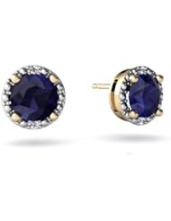 Genuine Sapphire 14kt Yellow Gold Earrings