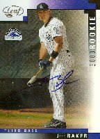 Jeff Baker, Colorado Rockies, 2003 Leaf Rookie Autographed Card