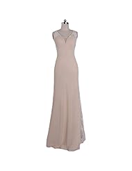 V-neck Mermaid Lace Fitted Chiffon Prom Dress 