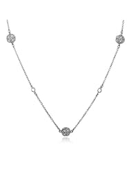 3 Ball White CZ Necklace in Bp-18"
