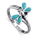 Sterling Silver Teardrop Shaped Reconstituted Turquoise Polished Finished 2mm Band Dragonfly Ring Size 7