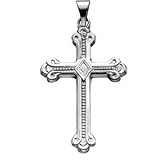 14K White Gold Cross Pendant - 32.0x22.0mm