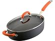 Rachael Ray Hard Anodized Nonstick 5-Quart Oval Saute Pan with Glass Lid, Orange