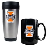 Illinois Fighting Illini Stainless Steel Travel Tumbler & Ceramic Mug Set NCAA College Athletics